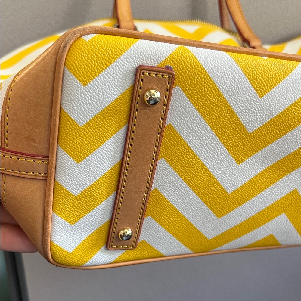 Dooney & Bourke Yellow and White Chevron Tote - Picture 8 of 16